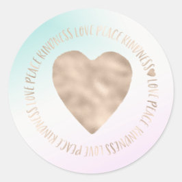 Gold Kindness Love Peace Heart Aqua Pink Tie Dye Ronde Sticker