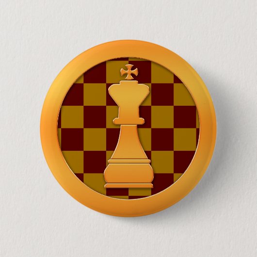 Gold King Chess Piece Ronde Button 5,7 Cm (Voorkant)
