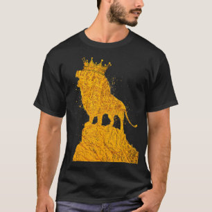 Gold King Lion met kroon op mannetjesjongens Lion  T-shirt