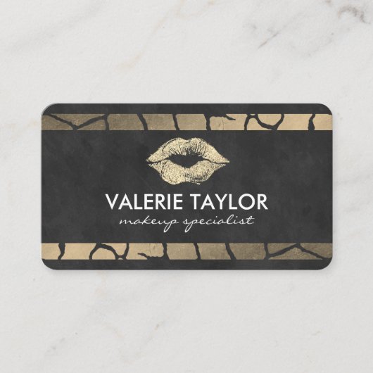 Gold Kiss Double Luxe Stripes Benoeming Afsprakenkaartje (Voorkant)