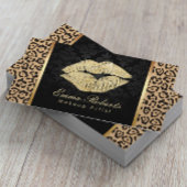 Gold Kiss Leopard Print Damask Makeup Artist Visitekaartje