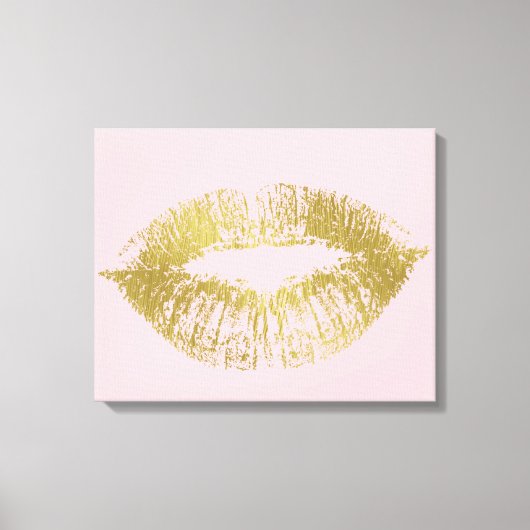 Gold Kiss Lips Canvas Afdruk (Voorkant)