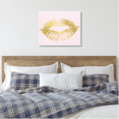 Gold Kiss Lips Canvas Afdruk (Insitu (Slaapkamer))