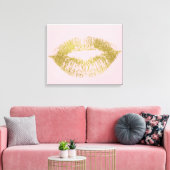 Gold Kiss Lips Canvas Afdruk (Insitu (Woonkamer))