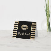 Gold Kiss Modern Black & Gold Stripes Hartelijk da Bedankkaart (Voorkant)