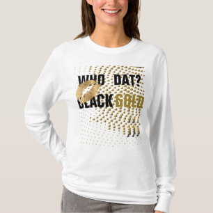 Gold Kiss/Who dat? Zwarte gouden harten T-shirt