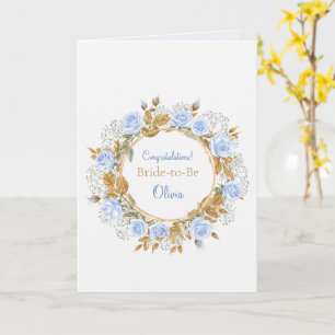 Gold-Kissed Blue Roos Bridal Kaart