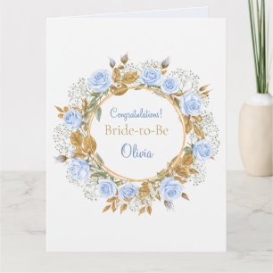 Gold-Kissed Blue Roos Bridal Kaart
