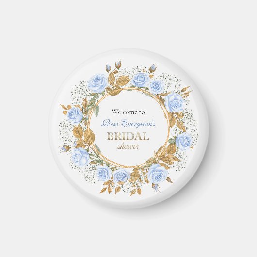 Gold-Kissed Blue Rose Bridal Magneet (Voorkant)