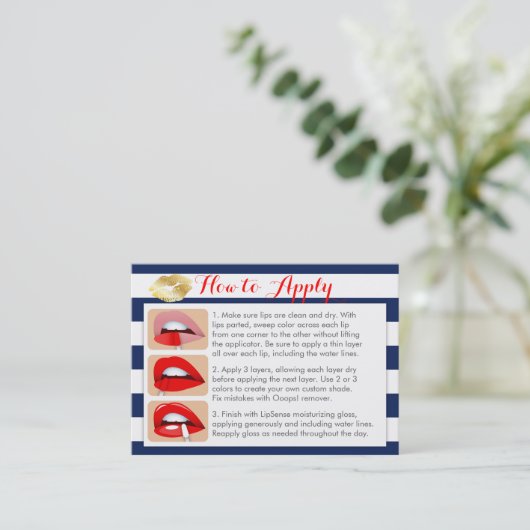 Gold Kisses op blauw en wit - Kaart voor aanvraag  Visitekaartje (Staand voorkant)