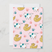 Gold Kitty Cat Birthday-uitnodiging Kaart (Achterkant)