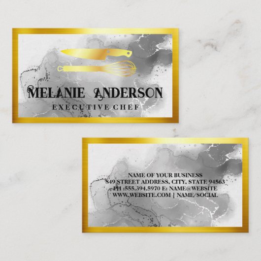 Gold Knife en Whisk | Goudgrens Visitekaartje (Voorkant / Achterkant)