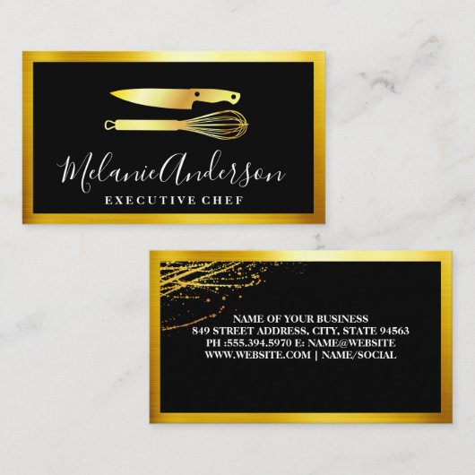 Gold Knife en Whisk | Uitvoerend | Visitekaartje (Voorkant / Achterkant)