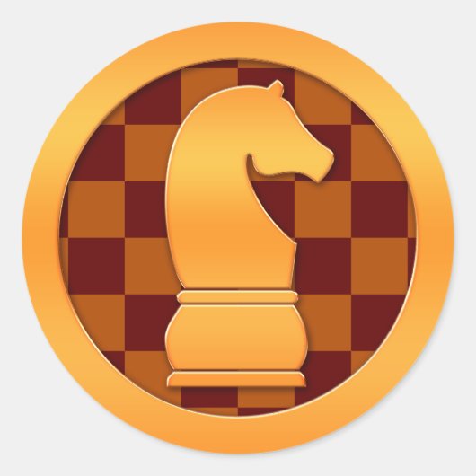 Gold Knight Chess Piece Ronde Sticker (Voorkant)
