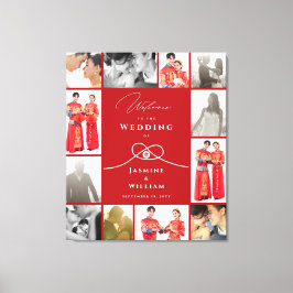 Gold Knot Double Happiness Chinese Weddenfoto Canvas Afdruk