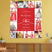 Gold Knot Double Happiness Chinese Weddenfoto Canvas Afdruk (Insitu (Woonkamer))