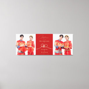 Gold Knot Double Happiness Chinese Weddenfoto Canvas Afdruk
