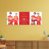 Gold Knot Double Happiness Chinese Weddenfoto Canvas Afdruk (Insitu (Woonkamer))