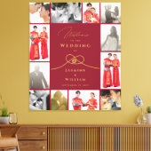 Gold Knot Double Happiness Chinese Weddenfoto Canvas Afdruk (Insitu (Woonkamer))
