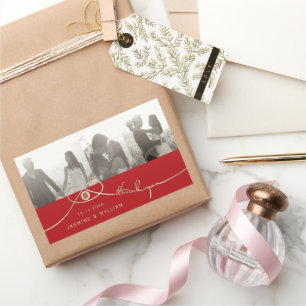 Gold Knot Double Happiness Chinese Weddenfoto Rechthoekige Sticker