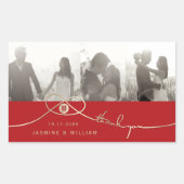 Gold Knot Double Happiness Chinese Weddenfoto Rechthoekige Sticker (Voorkant)
