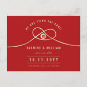 Gold Knot Dubbele Geluk Chinees sparen de Datum Aankondigingskaart (Voorkant)