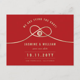 Gold Knot Dubbele Geluk Chinees sparen de Datum Aankondigingskaart