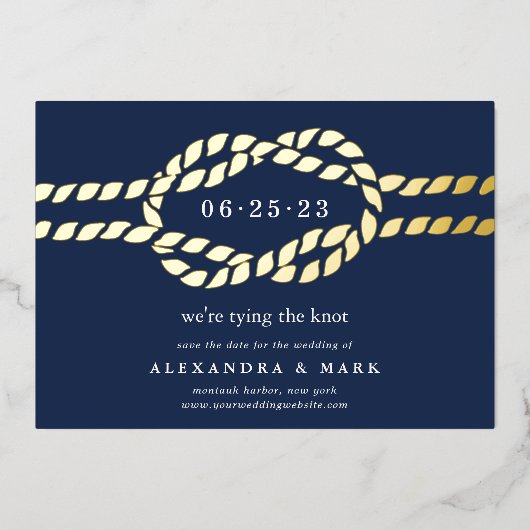 Gold Knot Nautical Save the Date Kaart (Voorkant)