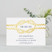 Gold Knot Nautical Save the Date Kaart (Staand Voorkant)