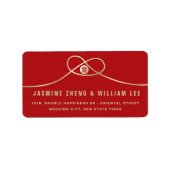 Gold Knot Union Double Happiness Chinese Wedding Etiket (Voorkant)