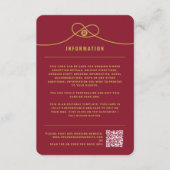 Gold Knot Union Double Happiness Chinese Wedding Informatiekaartje (Voorkant)