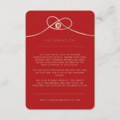 Gold Knot Union Double Happiness Chinese Wedding Informatiekaartje (Voorkant)