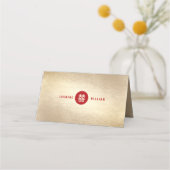 Gold Knot Union Double Happiness Chinese Wedding Plaatskaartje (Achterkant)