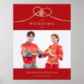 Gold Knot Union Double Happiness Chinese Wedding Poster (Voorkant)