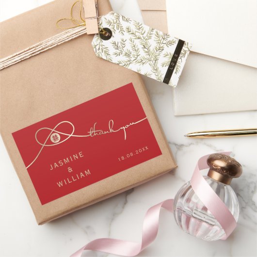 Gold Knot Union Double Happiness Chinese Wedding Rechthoekige Sticker (Geschenken)