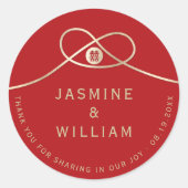 Gold Knot Union Double Happiness Chinese Wedding Ronde Sticker (Voorkant)