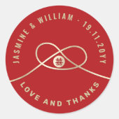 Gold Knot Union Double Happiness Chinese Wedding Ronde Sticker (Voorkant)