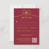 Gold Knot Union Double Happiness Chinese Wedding RSVP Kaartje (Voorkant)
