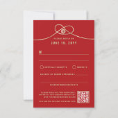 Gold Knot Union Double Happiness Chinese Wedding RSVP Kaartje (Voorkant)