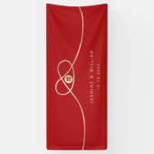 Gold Knot Union Double Happiness Chinese Wedding Spandoek (Verticaal)