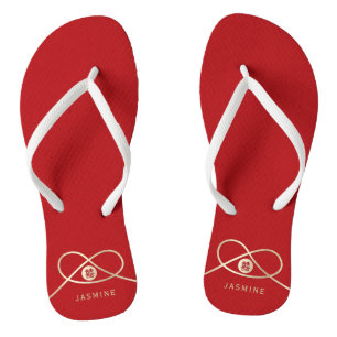 Gold Knot Union Double Happiness Chinese Wedding Teenslippers