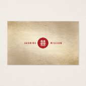 Gold Knot Union Double Happiness Chinese Wedding Visitekaartjes (Achterkant)