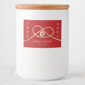 Gold Knot Union Double Happiness Chinese Wedding Voedselcontainer Etiket (Voorkant)