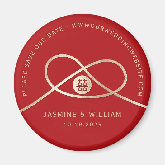 Gold Knot Union Dubbel Geluk sparen de Datum Magneet (Voorkant)