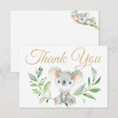 Gold Koala en Eucalyptus Baby shower Bedankt (Voorkant / Achterkant)