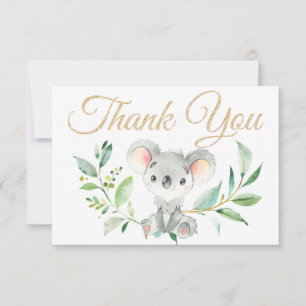Gold Koala en Eucalyptus Baby shower Bedankt