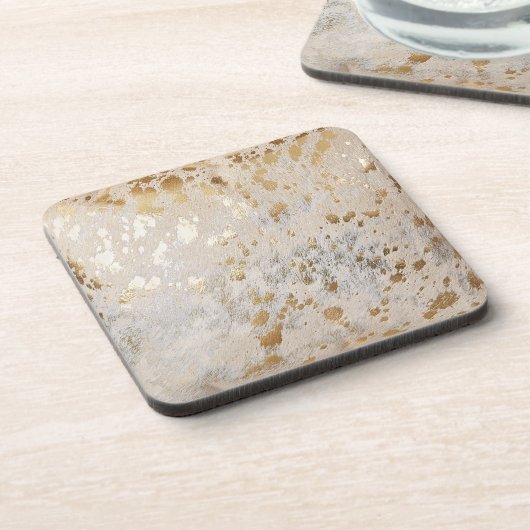 Gold Koeienhuid Print Metallic Bier Onderzetter (Linkerzijde)