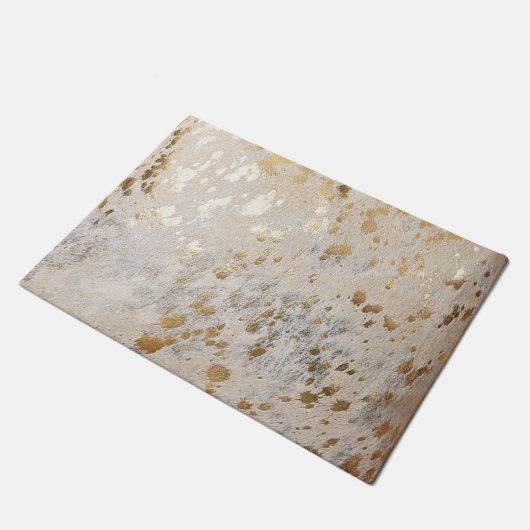 Gold Koeienhuid Print Metallic Deurmat (Schuin)