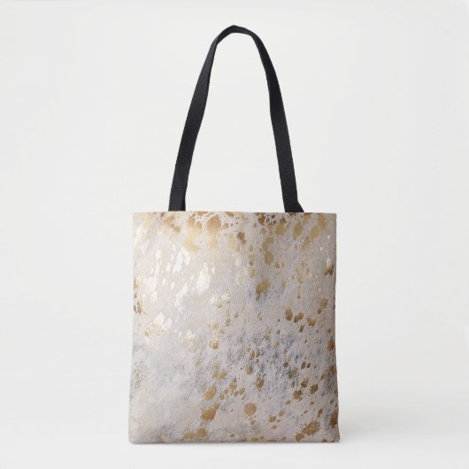 Gold Koeienhuid Print Metallic Tote Bag (Voorkant)