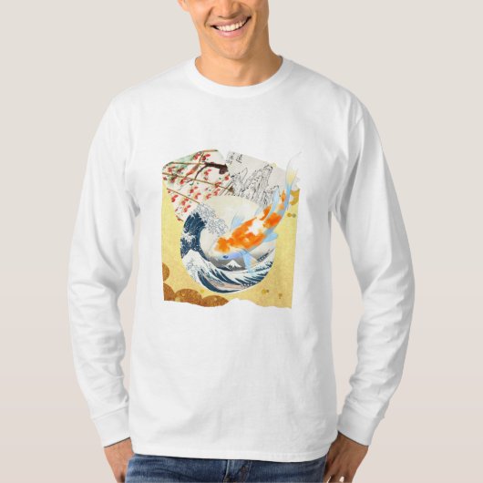Gold Koi Pond van de Japanse Mannen voor cultuur T-shirt (Voorkant)